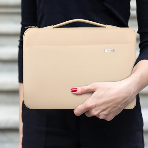 LANDICI 360°Laptop Sleeve Case 15.6 16 Inch Compatible with MacBook Pro 16 M1/M2/M3/M4 2019-2025, 15.6-16” Hp Dell Lenovo Acer Asus, Waterproof Computer Bag Cover with Handle, Apricot - color: Apricot, size: 15.6-16 inch