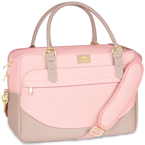 MATEIN 17 Inch Laptop Bag, Large Waterproof Laptop Carrying Case with Adjustable Handle, Cute Pink Briefcase Shoulder Messenger Bag Professional Work Computer Bag for Women Office College Travel, Pink | Large Briefcase, Waterproof Shoulder Messenger Bag,