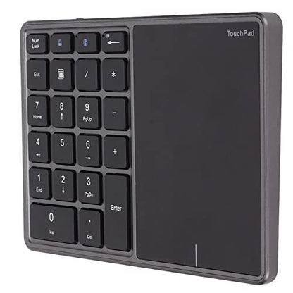 Zunate Numeric Keypad, 22 Keys Type C Rechargeable Number Pad with Touchpad, USB Receiver, Dual Mode Mini Numeric Keypad for Laptop, PC (Grey)