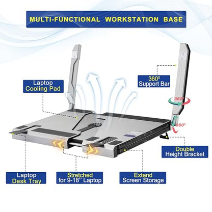 JoyReal F2 Laptop Screen Extender, 14'' 1080P Triple Portable Monitor for Laptop, 360 Rotating Monitor Desk Workstation with Multiple Laptops Stand for mac Windows Surface PS Switch