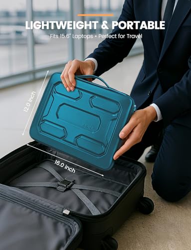 DOMISO 15.6 inch Laptop Sleeve with Handle Shockproof Waterproof EVA Protective Case for 15.6" Yoga 720 IdeaPad 310 320 ThinkPad T570/Legion 5 Gen 6/HP Envy 15/15.6" Notebooks, Teal - color: Teal, size: 15.6 inch
