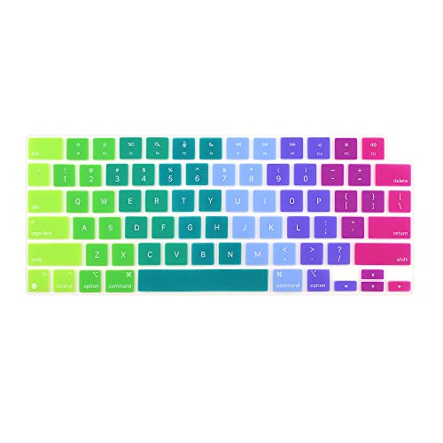 ProElife Keyboard Cover Skin for MacBook Air 13/15 Inch M5 M4, Rainbow | US Enter, Ultra Thin (0.26 mm), Silicone Protective Skin, Easy to Apply, Washable & Reusable, Dust-proof, Precision Molded - color: Rainbow