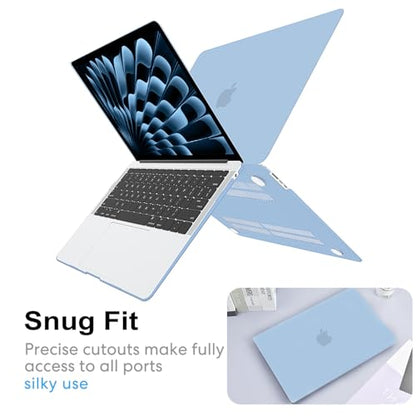 AKIT Compatible with MacBook Air 15 inch Case 2026 2025-2023 M5 M4 M3 M2 A3448 A3241 A3114 A2941, Slim Matte Hard Shell Laptop Case+Screen Protector+Keyboard Cover for MacBook Air 15 inch, Air Blue - color: Air Blue