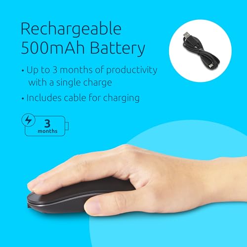 Kensington MY230 EQ Wireless Rechargeable Mouse, Ambidextrous Design, Quiet-Click, 2.4GHz, Bluetooth 5.0, Black (K75303NA) - size: Rechargeable Mouse