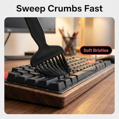 Keyboard Cleaning Kit, 9-Piece Black Detail Brush Set for Keys Vents and Screens, Soft Bristles for Laptop Desktop Office Gear, Compact Storage for Home and Travel Use - size: Large