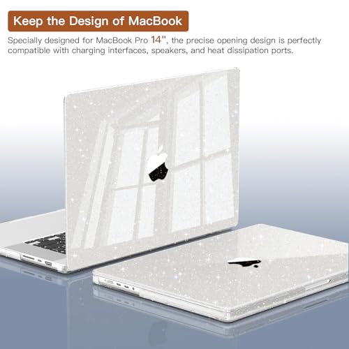 CISSOOK Clear Glitter Star Case for MacBook Pro 14 Inch 2026-2021 Release Model A3434 A3427 A3426 A3112 A3401 A3185 A2992 A2918 A2779 A2442, Sparkly Hard Shell Case Set for MacBook Pro 14 M1-M5 - color: Pro14inch-Clear Glitter