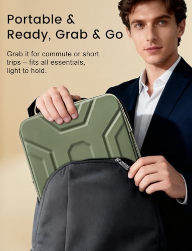DOMISO 17 inch Laptop Sleeve with Handle, Shockproof and Waterproof EVA Protective Laptop case, Laptop Sleeves for 17.3" HP Dell Asus Laptop, Green - color: Green, size: 17.3 inch