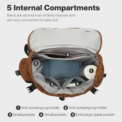 mixi Travel Backpack for Women Men, 18 Inch Carry On Laptop Backpack Flight Approved fits 16'' Laptop, Lightweight Waterproof Hiking Backpack Travel Outdoor Business Casual Daypack, Brown - color: Brown