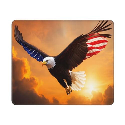 American Flag Eagle Gaming Computer Keyboard Cute Mouse Pad with Anti-fray Stitching, Premium-Textured Alfombrilla para Mouse with Non-Slip Rubber Base, 10 x 12 inch - color: American Flag Eagle