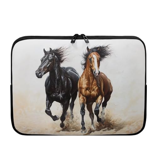 10 Inch Black & Brown Horse Laptop Sleeve, Laptop Bag Computer Cover Zipper Tablet Carrying Case Protective Notebook Sleeves Briefcase for School Work Office Business - color: Black & Brown Horse, size: 10 Inch