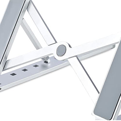 StarTech.com Foldable Laptop Riser Stand, Portable Height Adjustable Ergonomic Laptop Stand, Ventilated Aluminum Frame Supports 22lb (10Kg), Tilt/Raised/Angled Laptop/Tablet Stand (Laptop-Riser-BAR)