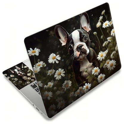 Laptop Skin Sticker Decal, Universal Reusable Vinyl Laptop Cover for 12" 13" 13.3" 14" 15" 15.4" 15.6" Notebook PC, Reusable Waterproof Scratch-Resistant with 2 Wrist Pads,Boston Terrier Dog - color: Boston Terrier Dog