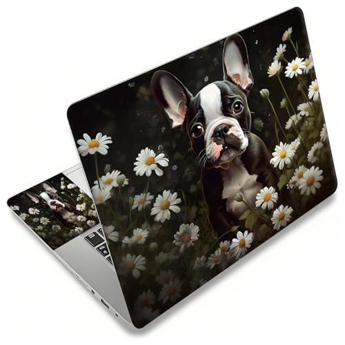 Laptop Skin Sticker Decal, Universal Reusable Vinyl Laptop Cover for 12" 13" 13.3" 14" 15" 15.4" 15.6" Notebook PC, Reusable Waterproof Scratch-Resistant with 2 Wrist Pads,Boston Terrier Dog - color: Boston Terrier Dog
