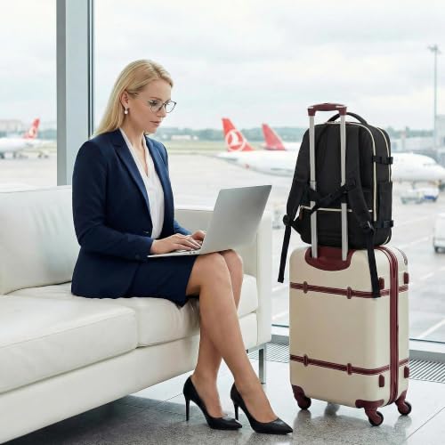 TILYMOL Travel Backpack for Women & Men - 15.6 inch Laptop Backpack Airplane Flight Approved, Large Carry On Anti-theft Bag for Travel Work Business Weekender - color: Black Brown