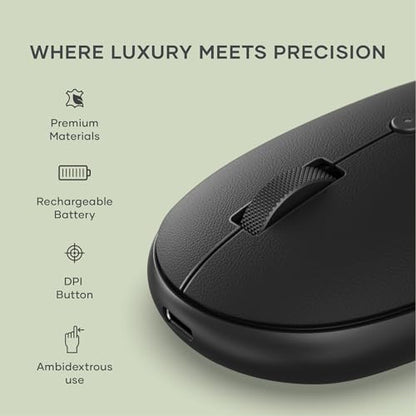 Satechi OntheGo Bluetooth Mouse with USB C Rechargeable Battery, Connect up 3 Devices, Compact and Portable Wireless Mouse for Laptop, Computer, Tablet – Black - color: Black
