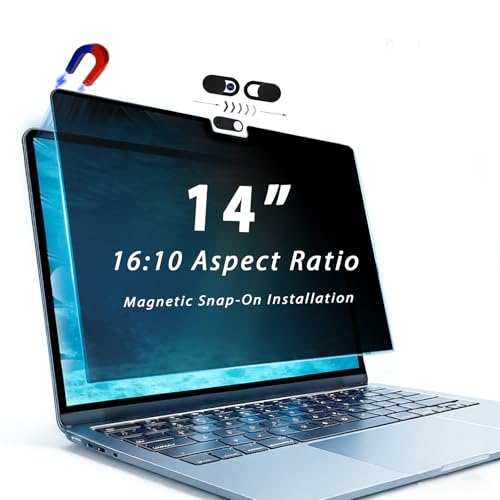 14 Inch 16:10 Laptop Privacy Screen, Magnetic Privacy Filter, Removable Anti-Spy Screen Protector, Universal Computer Privacy Shield for 16" Laptops, Compatible with Dell, HP, Lenovo, Asus (Universal 14” (16:10) – 11.89” × 7.44”) - size: 14” (16:10) – 11.