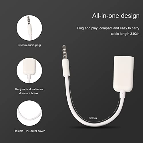 AUX to USB Adapter, 3.5mm Male Audio Jack to USB 2.0 Female Converter Cable, Only work for Car AUX-in with MP3 Decoder, Not for Headset, Speakers, Phone,Computers, Camera,Microphone, Monitor(2Pcs)