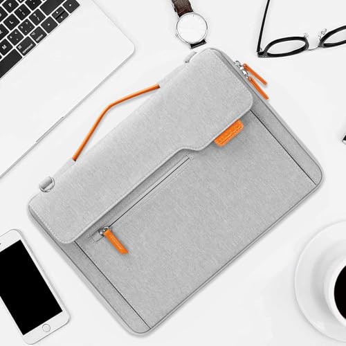 MOSISO 360 Protective Laptop Bag for men, 15-16 inch Computer Bags Compatible with MacBook Pro 16/Air 15, HP Dell Lenovo Asus Acer, Flapover Laptop Sleeve Bag with Trolley Sleeve&Pockets, Gray - color: Gray