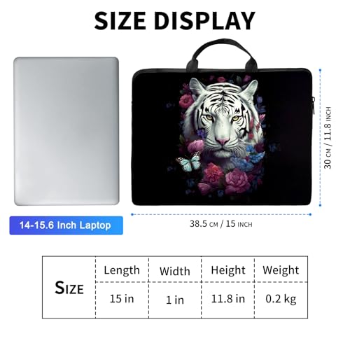 Laptop Bag,14 15 15.6 inch Laptop Case Sleeve,Computer Sleeve with Handle for Women Men,Carrying Case for MacBook,Dell,Lenovo,Notebook Computer,Cute White Tiger - color: Cute White Tiger