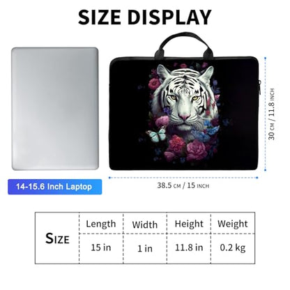 Laptop Bag,14 15 15.6 inch Laptop Case Sleeve,Computer Sleeve with Handle for Women Men,Carrying Case for MacBook,Dell,Lenovo,Notebook Computer,Cute White Tiger - color: Cute White Tiger