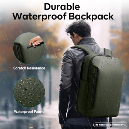 BANGE Business Smart Backpack for Men and Women，can holds 15.6 Inches Laptop Backpack, Waterproof Commute Work Travel Backpack, Flight Carry-On (green) - color: Green