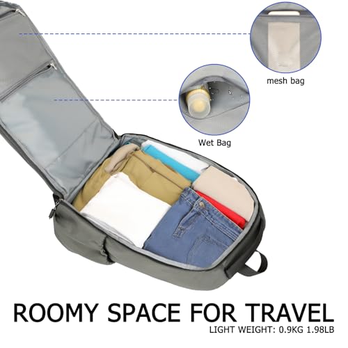 Goloni Airline Approved Travel Backpack 35L - Under Seat Carry On, Water Resistant 15.6 Inch Laptop Compartment for Men Women Work Travel,Gery - color: Gery