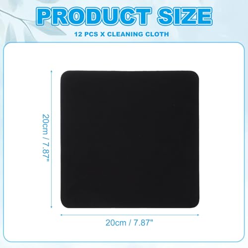 PATIKIL Glasses Cleaning Cloth 7.9" x 7.9", 12 Pcs Microfiber Eyeglasses Cleaner Cloths Soft Suede Wipe Screen for Camera Len Eyeglass Screens Phones Smart Devices, Black - color: Black, size: 7.9" x 7.9"