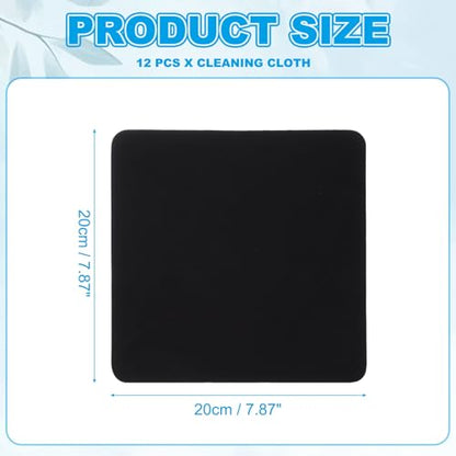 PATIKIL Glasses Cleaning Cloth 7.9" x 7.9", 12 Pcs Microfiber Eyeglasses Cleaner Cloths Soft Suede Wipe Screen for Camera Len Eyeglass Screens Phones Smart Devices, Black - color: Black, size: 7.9" x 7.9"