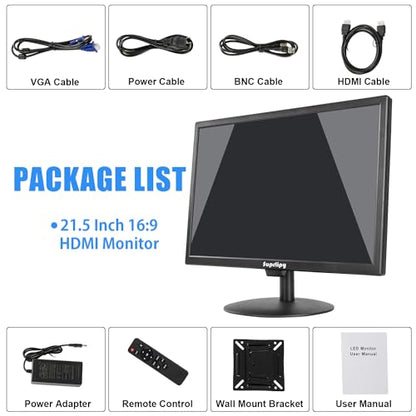 21.5" FHD Mini LCD Monitor Display Screen 1920x1080 60Hz 16:9 BNC VGA HDMI AV with USB Input Built-in Loudspeaker for CCTV Security Camera DVR PC Game Console - color: 21.5 Inch 1920x1080