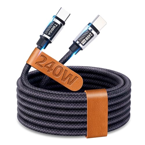TBBGA 240W USB C to USB C Cable，5FT Nylon Braided Type C | Fast Charging Cable for iPhone 16/16 Plus/16 Pro/16 Pro Max/15, MacBook Pro, iPad Pro, for Galaxy S25/S24,Switch,Pixel(Black)