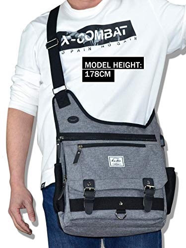 d'yallee Crossbody Messenger Bag Men Waterproof Shoulder Business Work Bag Nylon - color: Shoulder Bag - Gray