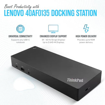 40AF0135US Lenovo Docking Station Dual Monitor - ThinkPad Dock USB-C, USB-A | Dual Monitor Support – Connect multiple displays with 135W Adap TER, HDMI & DisplayPort outputs