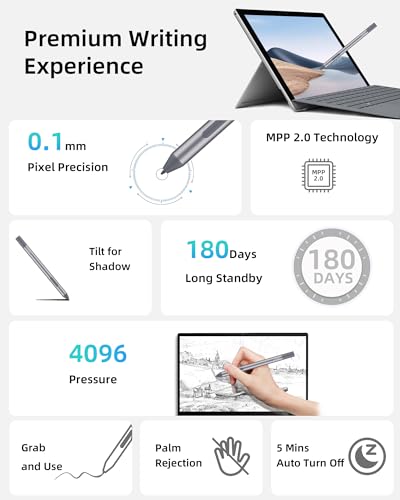 Metapen Stylus Pen M2 Biz for Microsoft Surface (AAAA Battery, Smooth Writing),Compatible with Surface Pro X/9/8/7+/7/6/5/4/3/Go 3/Book 3/Laptop 4/Studio 2, ASUS VivoBook Flip 14 for Students&Doers