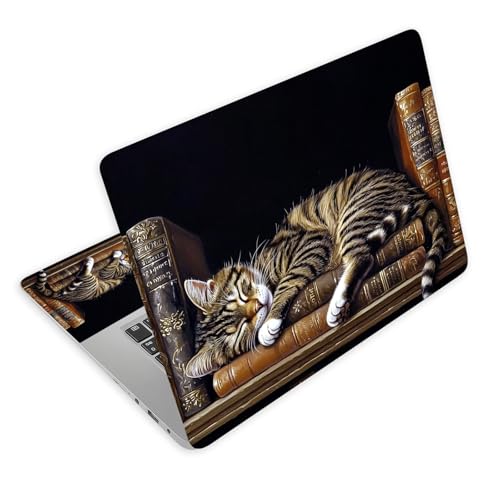 Universal Laptop Skin Decal, 3-Piece Vinyl Protector for 12 13 14 15.6" Notebook, Waterproof Anti-Scratch, Easy Trim & Bubble-Free Finish, Cat Lies on the Shelf - color: Cat Lies on the Shelf