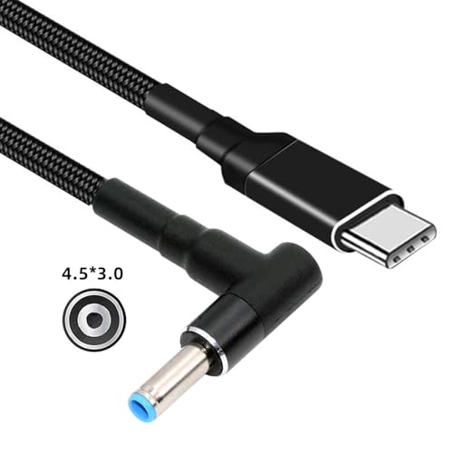 USB-C 100W 20V Input to DC 4.5 * 3.0mm PD Power 65W Output Charge Cable Support QC PD Type-C Compatible with HP-Laptop (1.8m) - style: 4.5x3.0mm HP