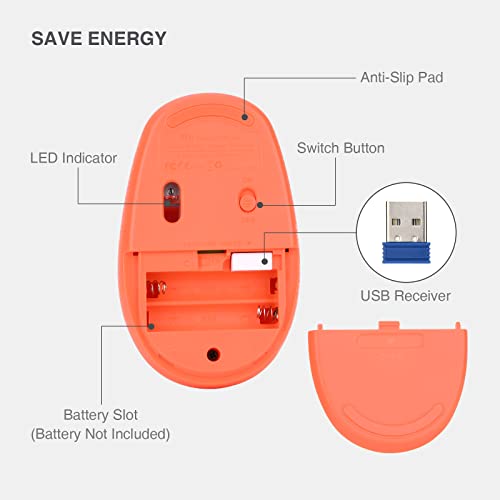 Rii Wireless Mouse RM700 2.4G Silent Mouse WIith USB Nano Receiver for Laptop,PC,Mac,Chromebook,Windows (Orange) - color: ORANGE