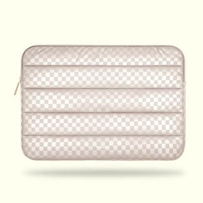Vandel Puffy Laptop Sleeve Case, 13-14 inch Laptop Sleeve Bag Case 13.3 Inch, Compatible with MacBook Air/Pro 13/Pro 14/iPad Pro 12.9, HP Dell ASUS Computer Bag Cover, Checker Champagne - color: a. Checker Champagne