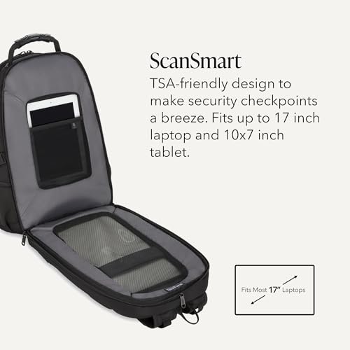 SWISSGEAR 1900 ScanSmart Laptop Backpack, Fits Most 17-Inch Laptops, TSA-Friendly Lay-Flat Design, RFID Protection, and Tablet Pocket, Black, 31L, 18.5-Inch - color: Black/Gold