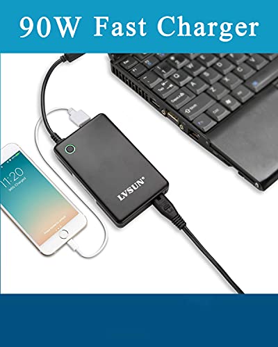 Universal Laptop Charger with LCD Display 90W, Slim AC Adapter Power Supply Cord with USB Port 5V2.1A, for Mobile|Tablet Compatible with Lenovo HP Dell Toshiba Samsung Acer Asus and Most Notebooks