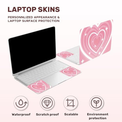 Laptop Skin Sticker Decal PVC Vinyl Sticker Notebook PC Protector Waterproof Scratch Resistant Laptop Skin for 12.1 13 13.3 13.6 14 15 15.3 16 Inch Pink Heart Style - color: Pink Heart