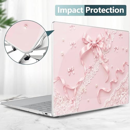 Batianda Coquette Ribbon Case for Dell XPS 13 Laptop 2024 2025 | Fits Model Number 9340/9345/9350 13.4" Display, Slim Hard Shell, Lightweight Scratch-Resistant with Professional Protection - color: Coquette Ribbon