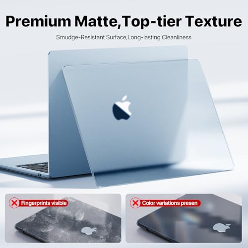 Macaset for MacBook Air 15 inch Case M5 M4-M2 2026 2025-2023 Laptop Cover | 100% Match Official Color | Closes Seamlessly | Hard Shell Laptop Cover | A3448 A3241 A3114 A2941 - color: Sky Blue Clear