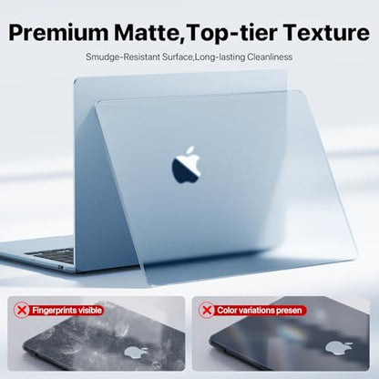 Macaset for MacBook Air 15 inch Case M5 M4-M2 2026 2025-2023 Laptop Cover | 100% Match Official Color | Closes Seamlessly | Hard Shell Laptop Cover | A3448 A3241 A3114 A2941 - color: Sky Blue Clear