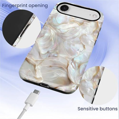 CARLOCA Case for iPhone 17 Air,White Gold Abalone Shell Design Hybrid Dual Protection Soft TPU Hard PC Shockproof Anti Scratch Men & Women Stylish Protective Phone Case - color: White Gold Abalone Shell, size: iPhone 17 Air