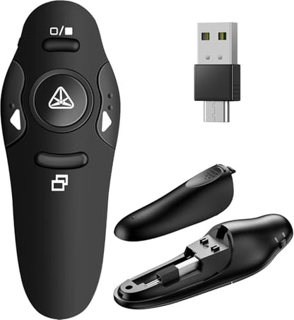 Presentation Remote Clicker, USB A & USB C Wireless Presenter for PowerPoint Presentation Remote, RF 2.4GHz Slide Advancer for Mac, Keynote, Computer, Laptop - style: Classic