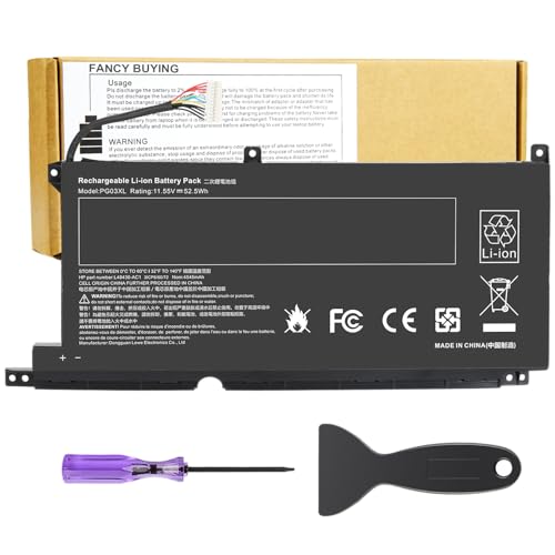 PG03XL Battery for HP Pavilion Gaming 15-DK 15T-DK 15-EC 15-DK0XXX 15-DK0055NR 15T-DK200 15-EC0013DX 15-EC1073DX 15Z-EC200 16-A0032DX 16-A0035NR L48495-005 3ICP6/60/72 HSTNN-DB9G HSTNN-OB1I L48430-AC1 - size: 8.3*3.7*0.18inch