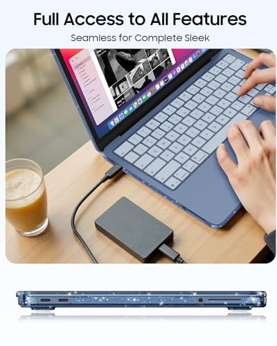 Fintie Case for MacBook Neo 13 Inch with Keyboard Skin & Screen Protector | 2026 A3404, Snap-On Design, Slim Fit, Hard Shell Cover, Glitter Indigo - color: Glitter Indigo
