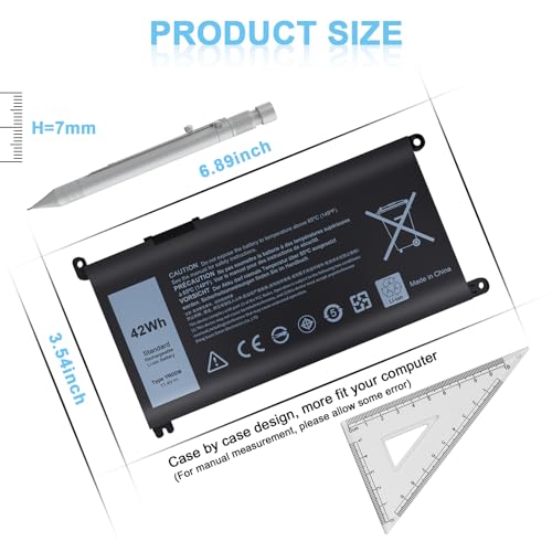 YRDD6 Battery Compatible with Dell Inspiron 3493 3583 3584 3593 5485 5481 5482 5491 5493 5593 3582 5585 5590 5591 5594 5598 7586 3793 5480 3310 2-in-1 3501 5584 Vostro 3491 5581 5481 5490 5590 - size: YRDD6