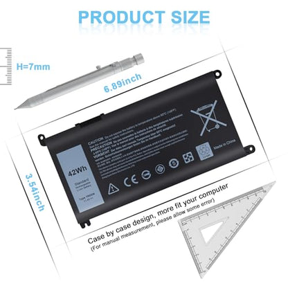 YRDD6 Battery Compatible with Dell Inspiron 3493 3583 3584 3593 5485 5481 5482 5491 5493 5593 3582 5585 5590 5591 5594 5598 7586 3793 5480 3310 2-in-1 3501 5584 Vostro 3491 5581 5481 5490 5590 - size: YRDD6