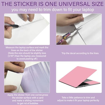 CREATCABIN Pink Laptop Skin Decal Universal Reusable Vinyl Laptop Cover Sticker Waterproof Pc Art Personalized Protector Scratchproof Laptop Skin for 12.1 13 13.3 .6 14 15 15.3 16 Inch Laptops - style: Pink